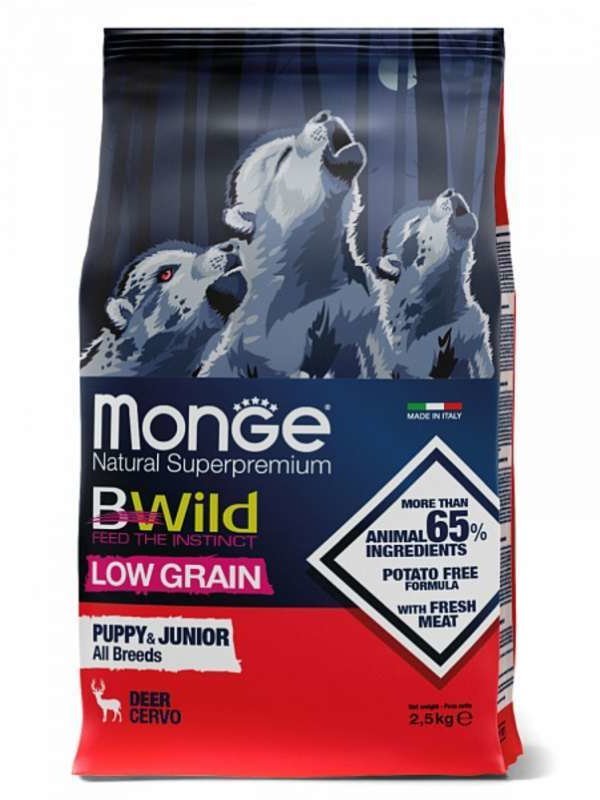Акція на Сухой корм низкозерновой Monge Dog Bwild Low Grain Puppy & Junior для щенков с олениной 2.5 кг (70011853) від Stylus