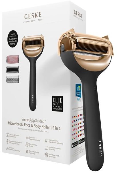 Акція на Роллер для игловой мезотерапии лица и тела Geske MicroNeedle Face&Body Roller 9в1 gray від Stylus