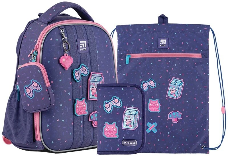 

Набір Kite 555S Pixel Love рюкзак + пенал + сумка для взуття (SET_K24-555S-3)