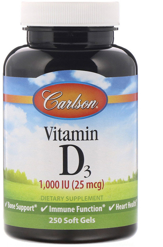 

Carlson Labs Vitamin D3, 25 mcg (1.000 IU), 250 Soft Gels (CAR-01452)