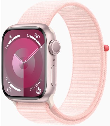 Акція на Apple Watch Series 9 41mm Gps Pink Aluminum Case with Light Pink Sport Loop (MR953) від Stylus