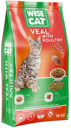 Акція на Сухой корм Wise Cat 10 кг Veal with poultry - Телятина с домашней птицей для взрослых кошек 10 кг (4820111141616) від Stylus