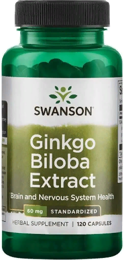 

Swanson Ginkgo Biloba Extract 60 mg Гинкго Билоба стандартизированный экстракт 120 капсул