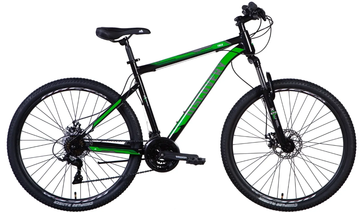 Акція на Велосипед 27.5" Discovery Trek 2024 (черно-зеленый) (OPS-DIS-27.5-056) від Stylus