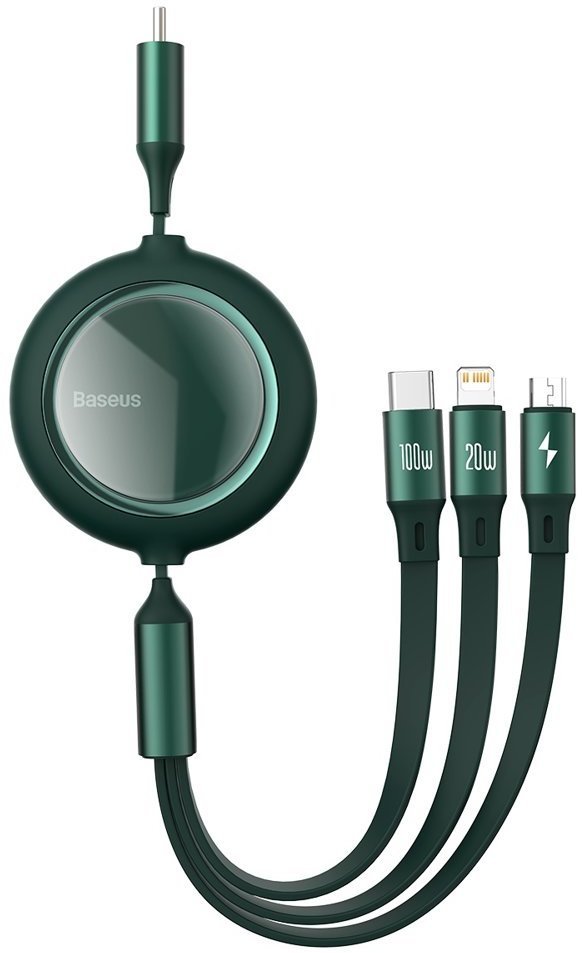 

Baseus Usb Cable to Lightning/microUSB/USB-C Bright Mirror Retractable 1.2m Green (CAMLC-AMJ06)
