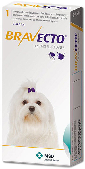 Акция на Жевательная таблетка Бравекто от блох и клещей для собак 2 - 4.5 кг (8713184146502) от Stylus