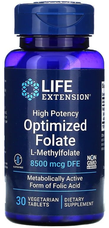 

Life Extension High Potency Optimized Folate 8500 mcg Фолат оптимізований 30 таблеток