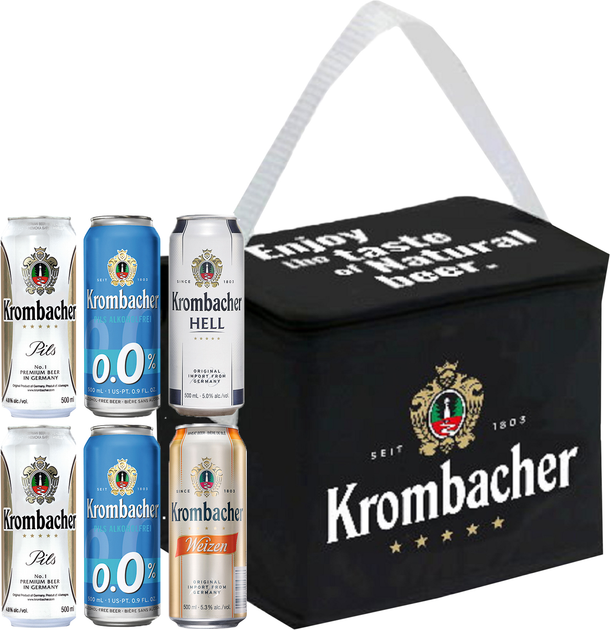 Акція на Подарочный набор пива Krombacher в ассортименте 6х0.5 л + термосумка (4008287022247) від Stylus