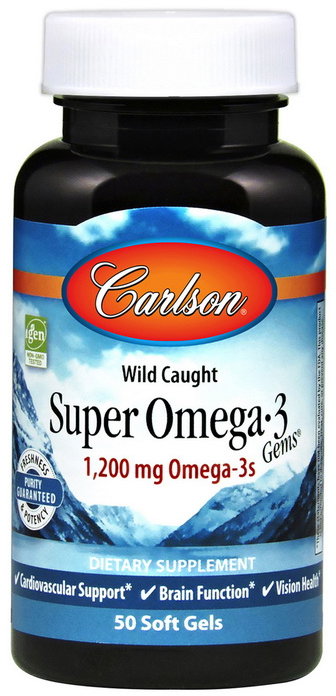 

Carlson Labs Super Omega-3, 1200 mg, 50 Soft Gels