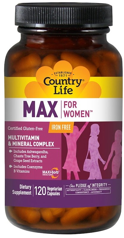 

Country Life Max for Women 120 caps Мультивитамины и минералы для женщин, без железа