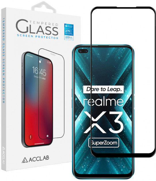 

Acclab Tempered Glass Full Glue Black for Realme X3