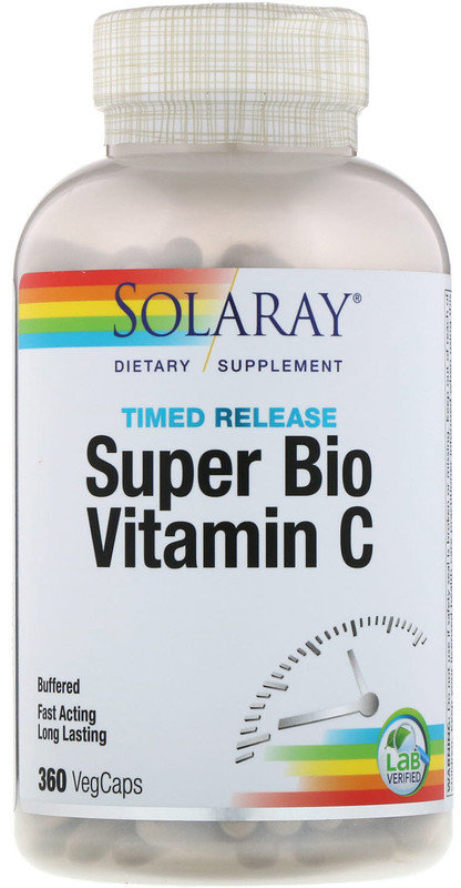 

Solaray, Super Bio Vitamin C, Timed Release, 360 VegCaps (SOR-04462)