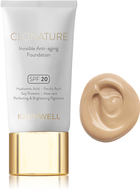 Акція на Keenwell Clonature Invisible Ati-Aging Foundation Spf 20 №04 Clonature Омолаживающий тональный флюид 30 ml від Stylus