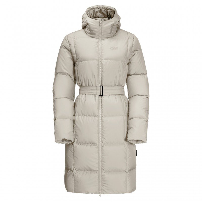 

Пуховик Jack Wolfskin Frozen Lake Coat W 1206131-6260 48 серый зимний с капюшоном длинный