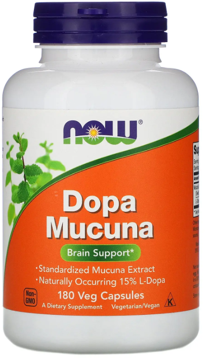 Акція на Now Foods Dopa Mucuna Добавка для поддержка мозга Допа Мукуна 180 вегетарианских капсул від Stylus