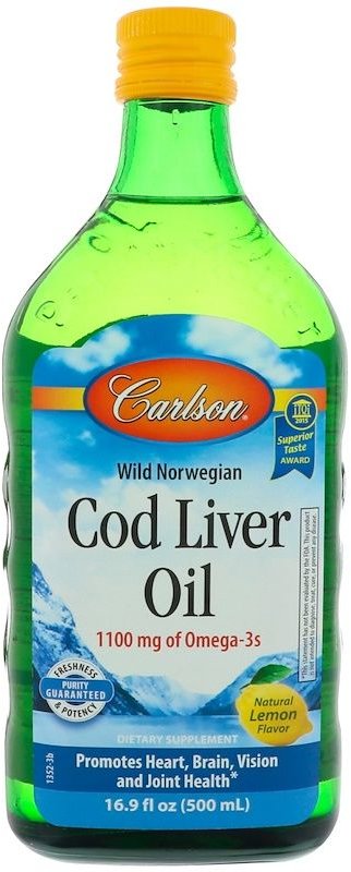 

Carlson Labs Wild Norwegian Cod Liver Oil 16.9 fl oz (500 ml) Natural Lemon Flavor