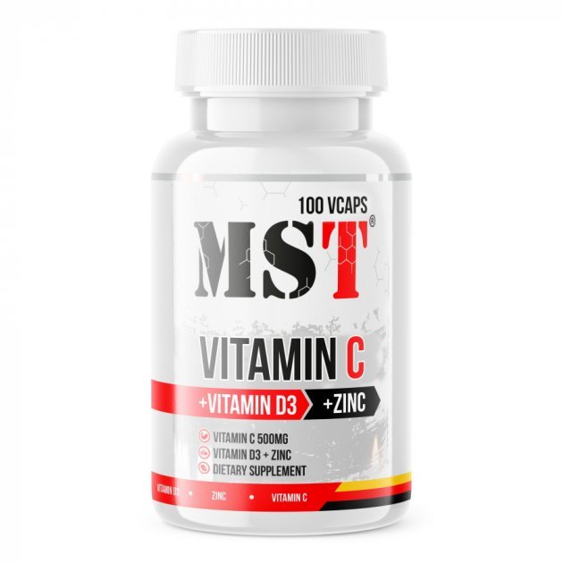 

Mst Vitamin C 500 + D3 2000 Iu + Zink Витамин С + D3 + Цинк 100 вегакапсул