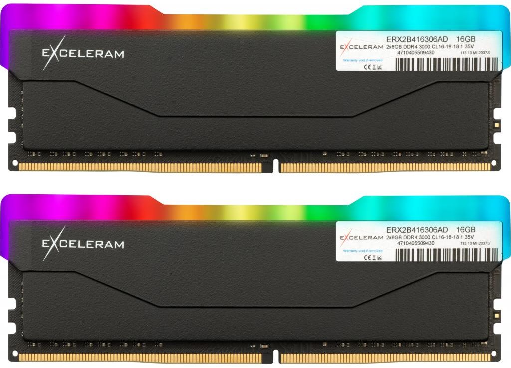 

Exceleram 16 Gb (2x8GB) DDR4 3000 MHz Rgb X2 Series Black (ERX2B416306AD)