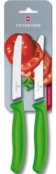 

Victorinox (6.7836.L114B) SwissClassic Tomato&Sausage 11см волн. зеленый 2шт