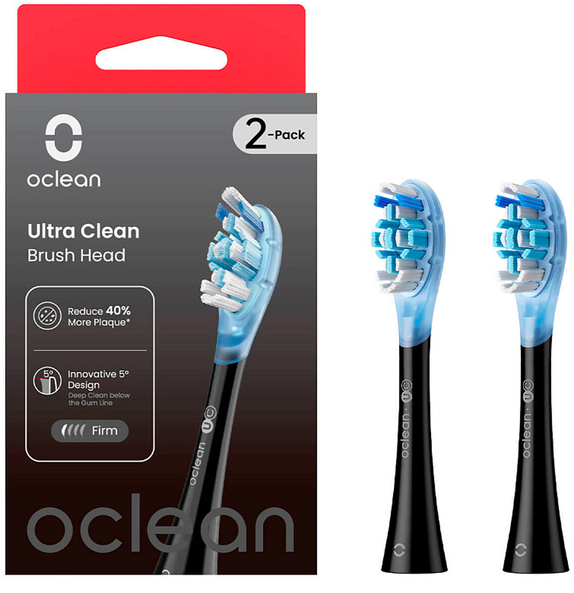 Акція на Насадка для щетки Oclean UC02 B02 Ultra Clean Brush Head Black (2 шт) (6970810553543) від Stylus