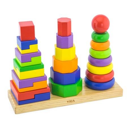 Акція на Набор деревянных пирамидок Viga Toys Три фигуры (50567) від Stylus