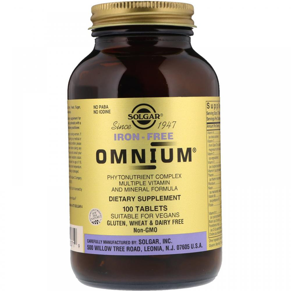 

Solgar Omnium Multiple Vitamin and Mineral Formula Iron-Free 100 Tablets