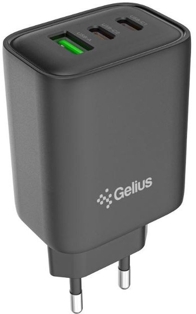 Акція на Gelius Wall Charger Power Pulse USB+2хUSB-C 65W Pd Black (GP-HC057) від Stylus
