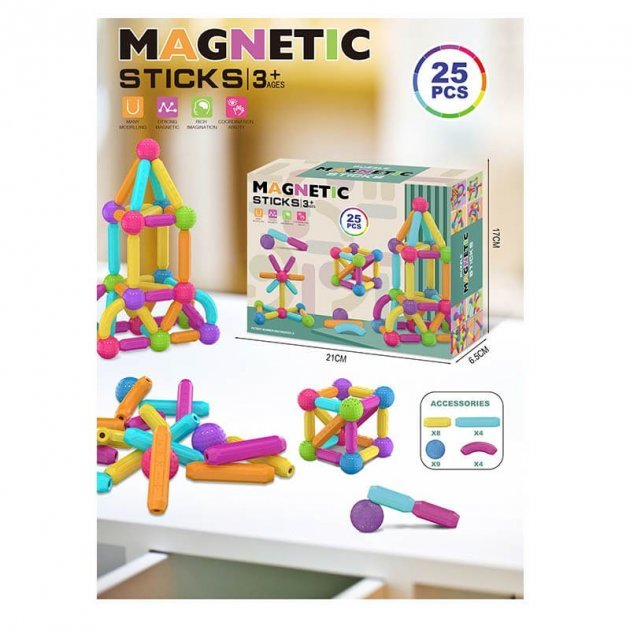 

Магнитный конструктор A-Toys Magnetic sticks 25 деталей (158-10)