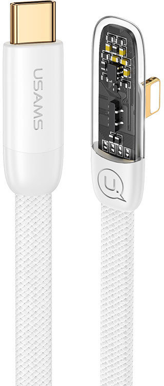 Акція на Usams Cable USB-C to Lightning Right-Angle Pd 20W 1.2m White (US-SJ583) від Stylus