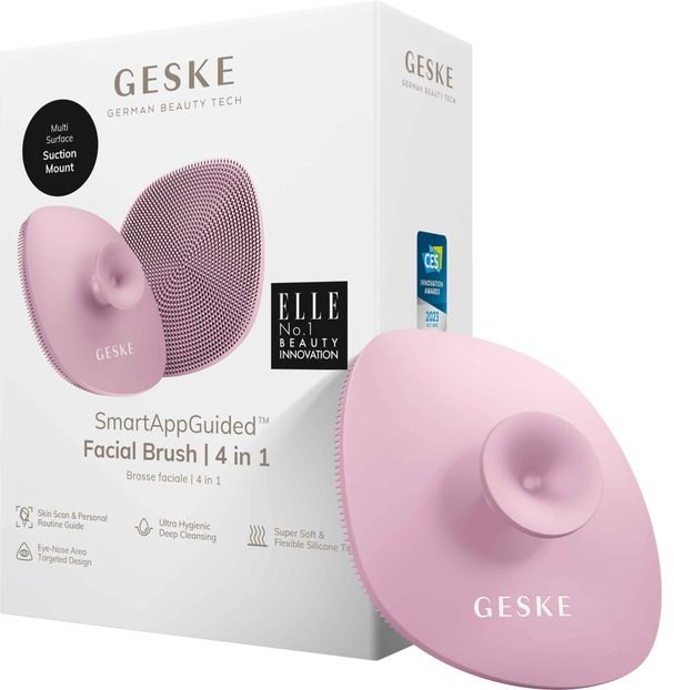 Акція на Щетка для лица Geske Facial Brush 4 в 1 Pink с держателем (GK000038PK01) від Stylus