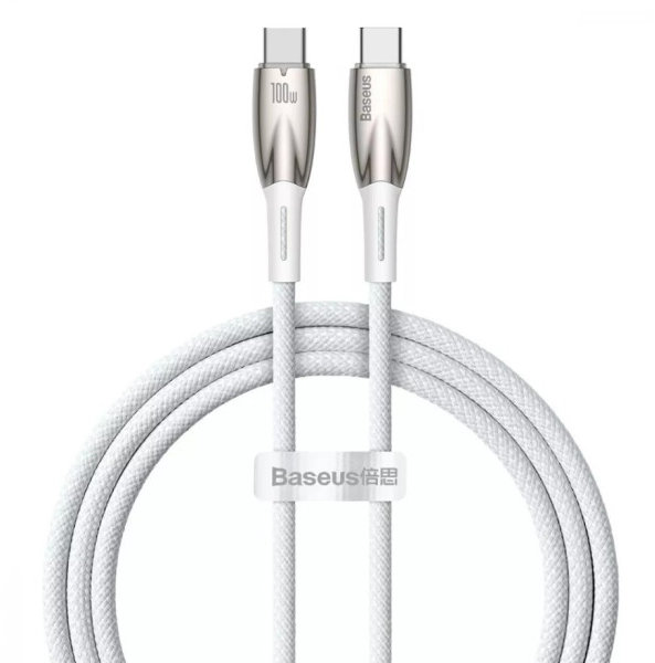 Акція на Baseus Cable USB-C to USB-C Glimmer Series Fast Charging 100W 2m White (CADH000802) від Stylus