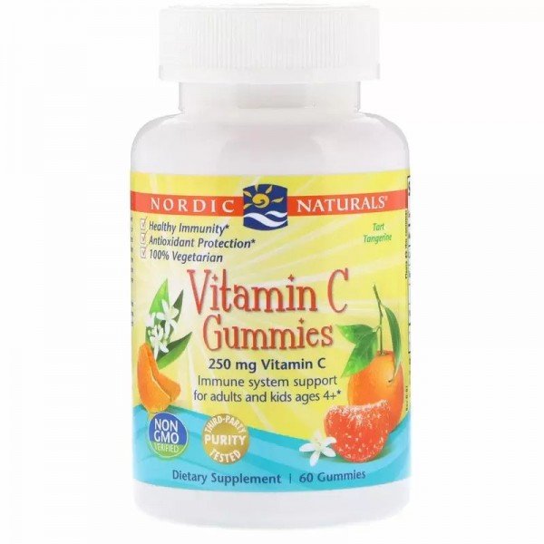 

Nordic Naturals Vitamin C Gummies Tangerine flavour Витамин С со вкусом мандарина 60 жевательных конфет