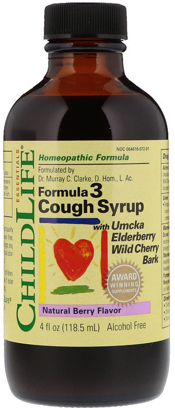 

ChildLife, Essentials, Formula 3 Cough Syrup, Alcohol Free, Natural Berry Flavor, 4 fl oz (118.5 ml) (CDL10950)