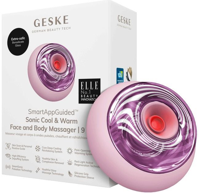 Акція на Звуковой массажер для лица и тела Geske Sonic Cool & Warm Face and Body Massager 9 в 1 Pink (GK000699PK01) від Stylus