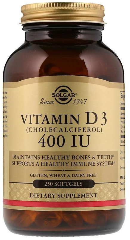 

Solgar Vitamin D3 (Cholecalciferol) 400 Iu 250 Softgels