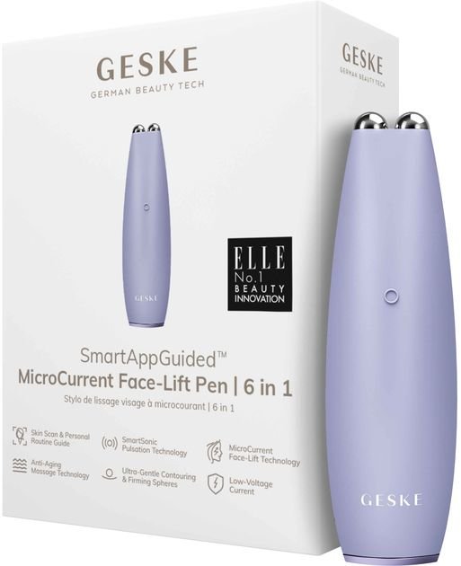 Акція на Микротоковая ручка для подтяжки лица Geske MicroCurrent Face-Lift Pen 6 в 1 Purple (GK000013PL01) від Stylus