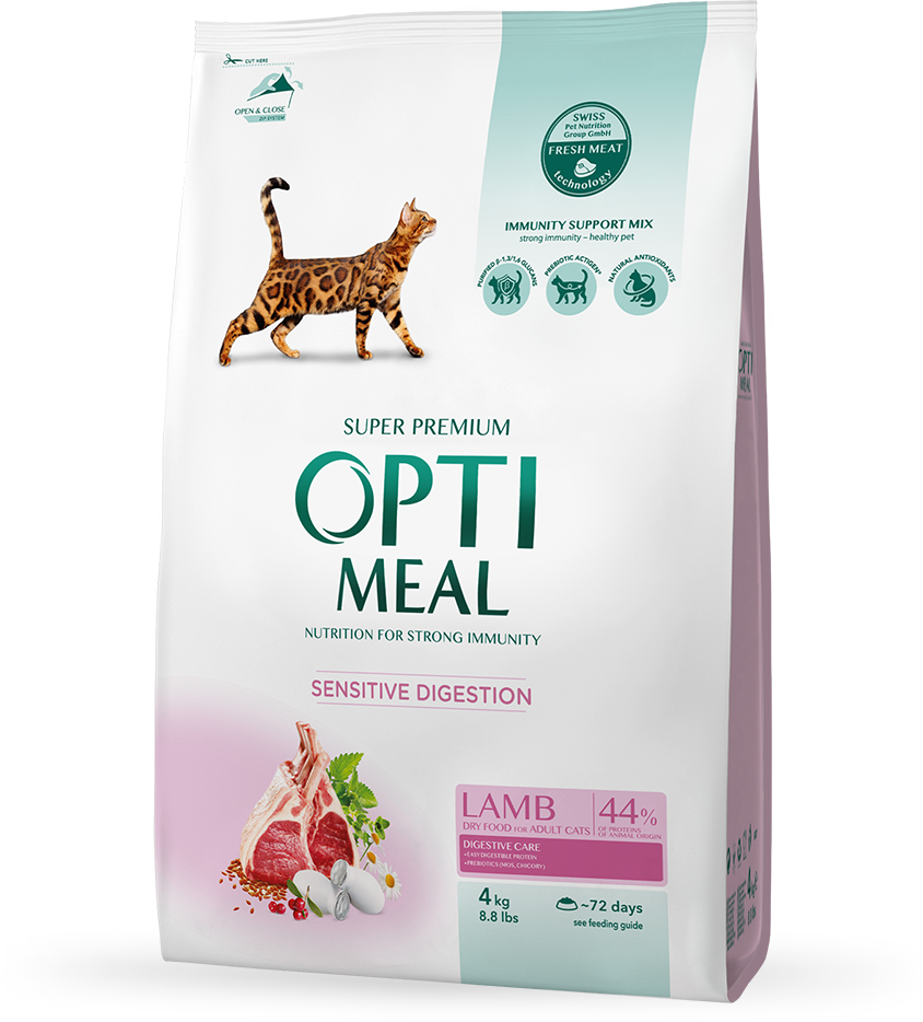 Акція на Сухой корм Optimeal Adult Cats для кошек с чувствительным пищеварением со вкусом ягненка 4 кг (4820083905605) від Stylus