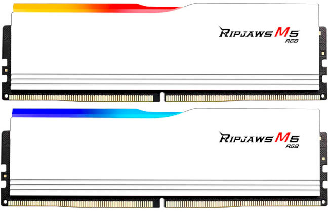 Акція на G.Skill 96 Gb (2x48GB) DDR5 6400 MHz Ripjaws M5 Rgb White (F5-6400J3239F48GX2-RM5RW) від Stylus