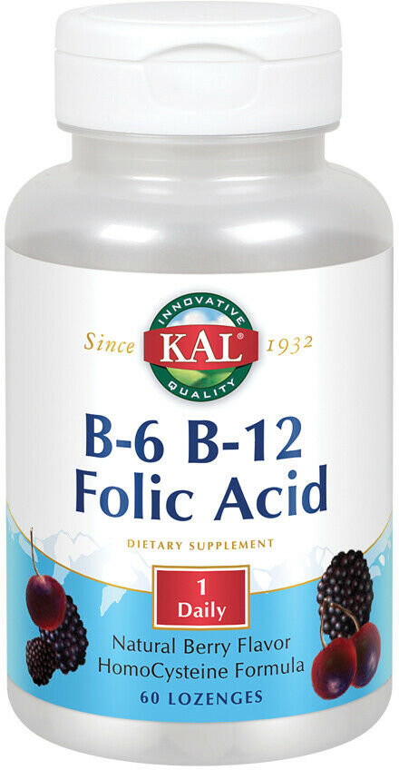 

Kal Vitamin B6, B12 and Folic Acid Berry flavour Витамин B6, B12 и Фолиева кислота со вкусом ягод 60 жевательных таблеток