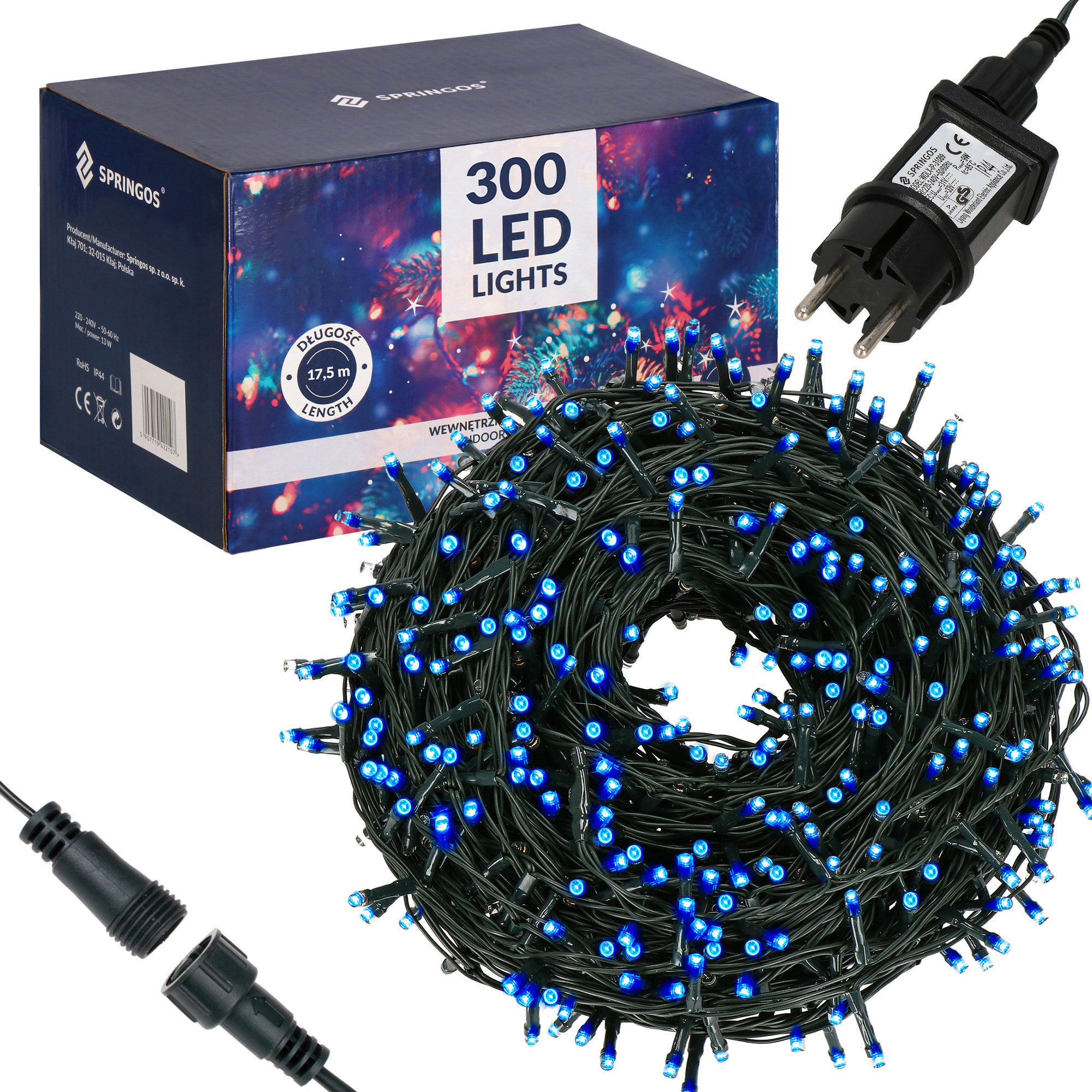 

Гирлянда Springos уличная 15 м 300 Led голубая (CL0323)