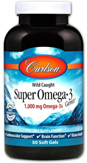 Акція на Carlson Labs Super Omega·3 Gems Fish Oil Concentrate 1000 mg 50 Soft Gels Супер Омега-3 Концентрат 1000 мг 50 капсул від Stylus