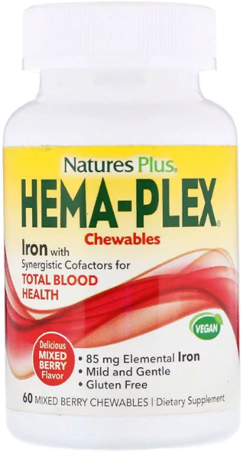 

Nature's Plus, Hema-Plex, Mixed Berry, 60 Chewables (NAP-03768)