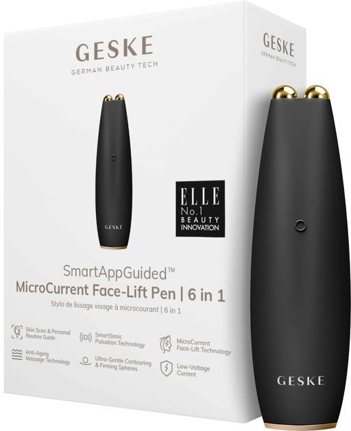 Акція на Микротоковая ручка для подтяжки лица Geske MicroCurrent Face-Lift Pen 6 в 1 Gray (GK000013GY01) від Stylus