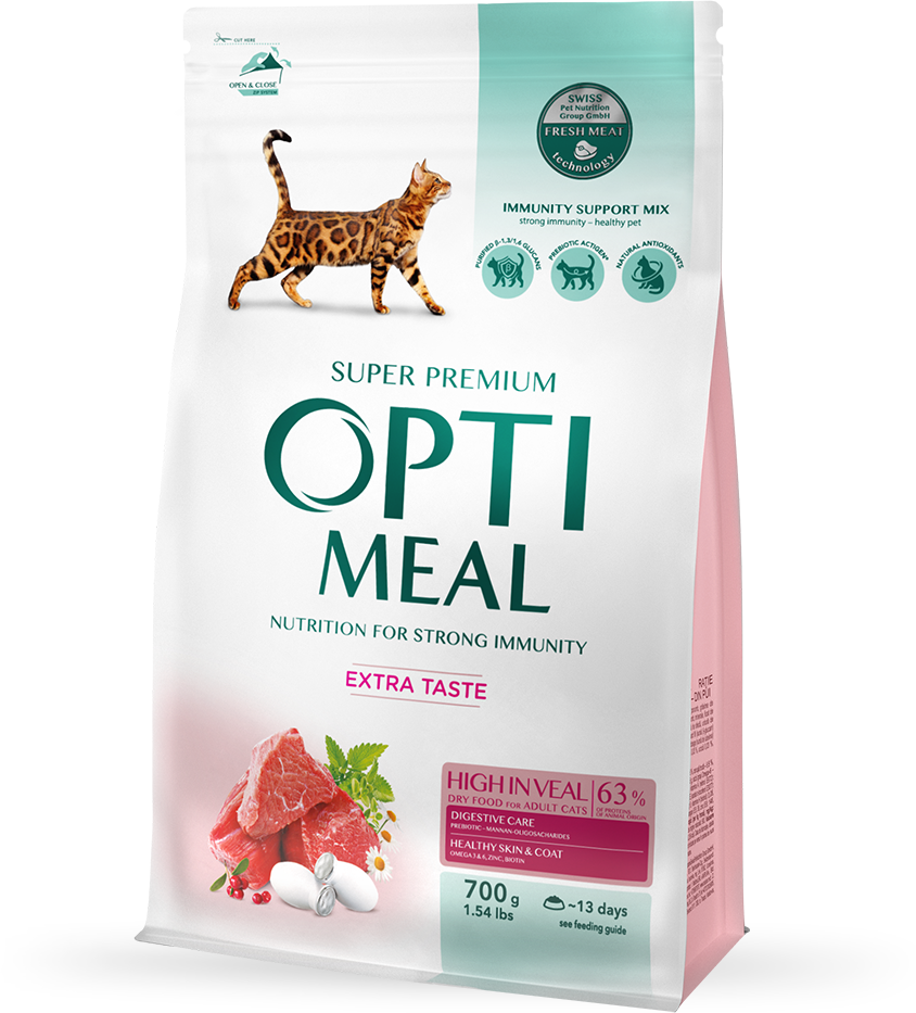 

Сухой корм Optimeal Adult Cats для взрослых кошек со вкусом телятины 0.7 кг (4820215364683)