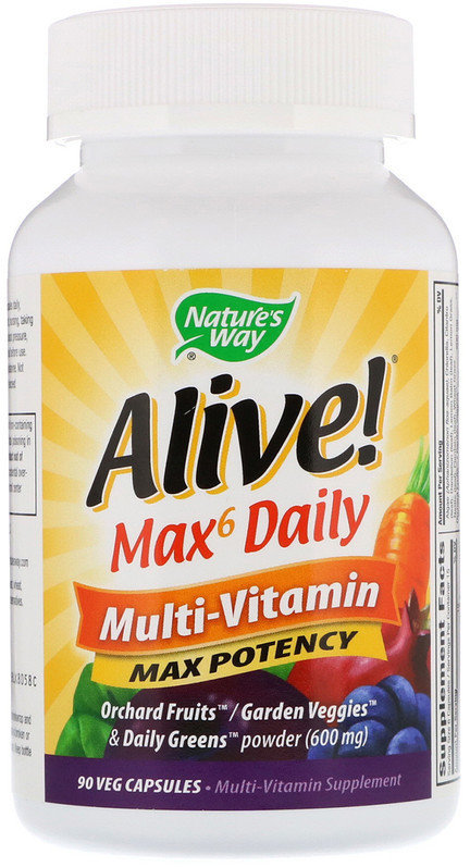 

Nature's Way, Alive! Max6 Daily, Multi-Vitamin, 90 Veg Capsules (NWY-15090)