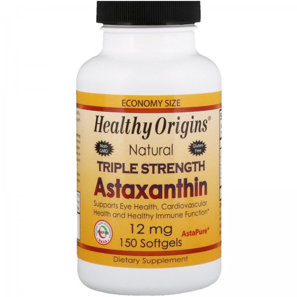 

Healthy Origins Astaxanthin 12 mg Астаксантин тройной силы 150 гелевых капсул