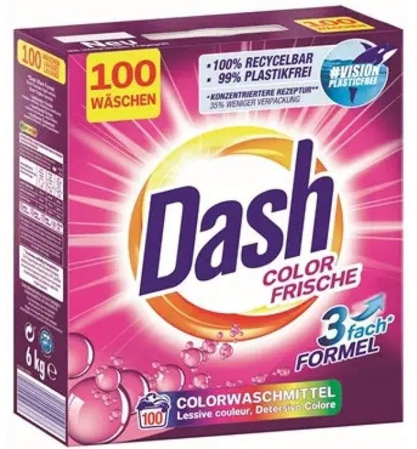 

Порошок Dash Color Frische для цветного белья 6 кг 100 циклов стирки (4012400502387)