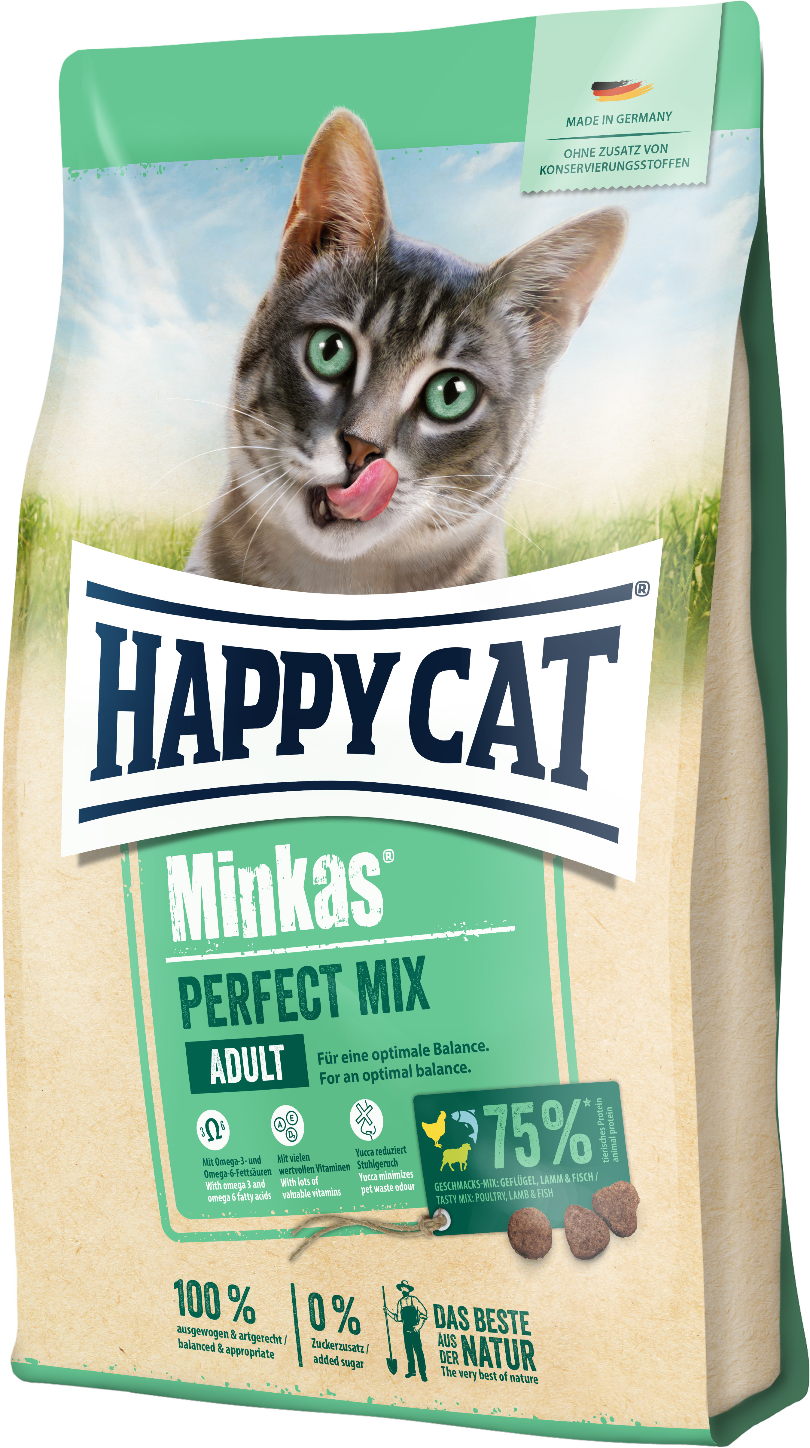Акція на Сухой корм Happy Cat Minkas Perfect Mix для взрослых кошек с птицей ягненком и рыбой 4 кг (70415) від Stylus