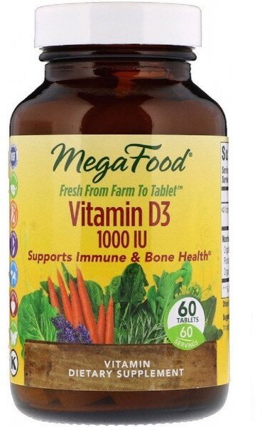 

MegaFood Vitamin D3 1000 Iu Вітамін D3 60 таблеток