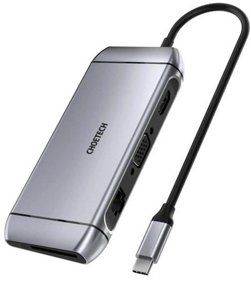 Акція на Choetech Adapter 9-in-1 USB-C to USB-C+3xUSB+HDMI+SD+RJ45+VGA Gray (HUB-M15) від Stylus